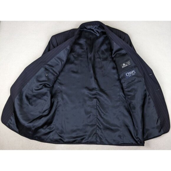 CHAPS - MEN'S BLUE PINSTRIPE WOOL BLAZER SUIT JACKET SPORT COAT - SIZE42R - Picture 5 of 9